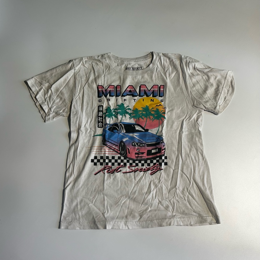 Riot Society Miami Racing Tee - White